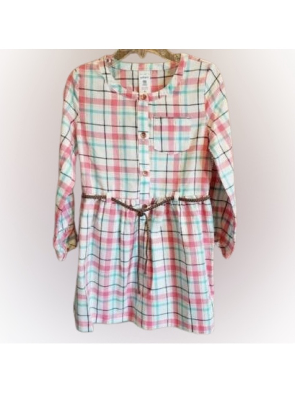 Carter's Pink and Blue Plaid Button Down Dress
